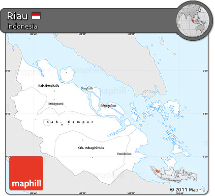 Silver Style Simple Map of Riau, single color outside