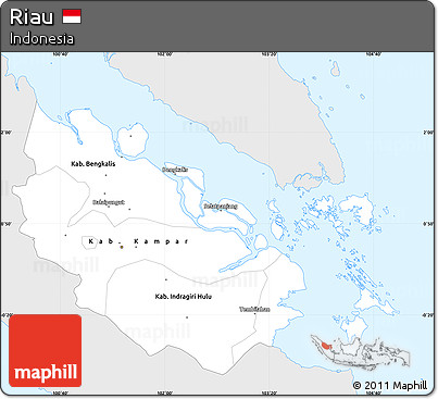 Silver Style Simple Map of Riau, single color outside