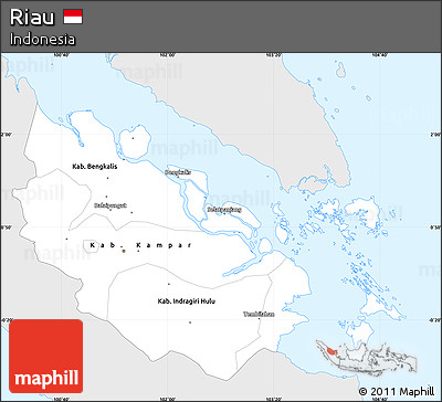 Silver Style Simple Map of Riau, single color outside