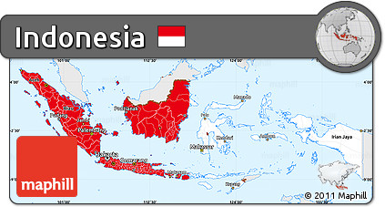 Flag Simple Map of Indonesia, single color outside, flag rotated