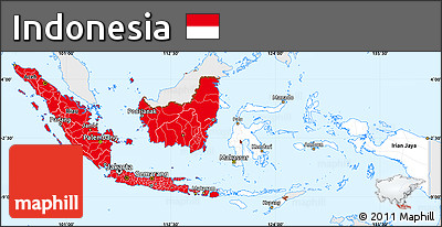Flag Simple Map of Indonesia, single color outside, flag rotated