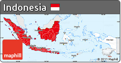 Flag Simple Map of Indonesia, single color outside, flag rotated