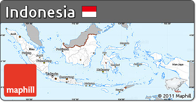 Gray Simple Map of Indonesia, single color outside