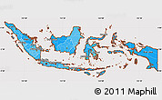 Political Shades Simple Map of Indonesia, cropped outside