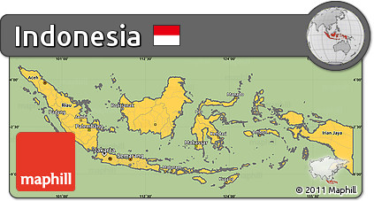 Savanna Style Simple Map of Indonesia, cropped outside