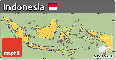 Savanna Style Simple Map of Indonesia, cropped outside