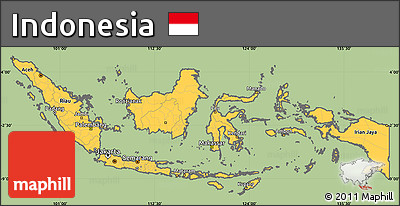 Savanna Style Simple Map of Indonesia, cropped outside