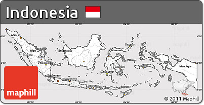 Silver Style Simple Map of Indonesia, cropped outside