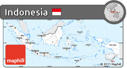 Silver Style Simple Map of Indonesia, single color outside