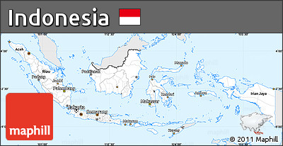 Silver Style Simple Map of Indonesia, single color outside