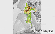 Physical Map of South Sulawesi, desaturated