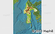 Physical Map of South Sulawesi, satellite outside