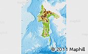 Physical Map of South Sulawesi, single color outside