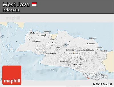 Classic Style 3D Map of West Java, single color outside