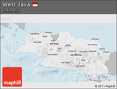 Gray 3D Map of West Java, single color outside