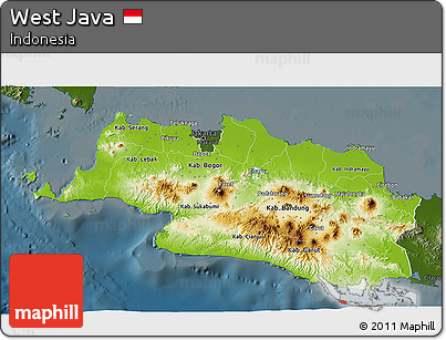 Physical 3D Map of West Java, darken