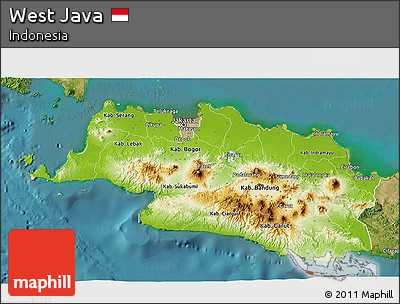 Physical 3D Map of West Java, satellite outside