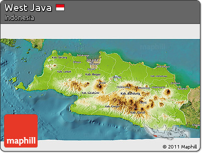 Physical 3D Map of West Java, satellite outside