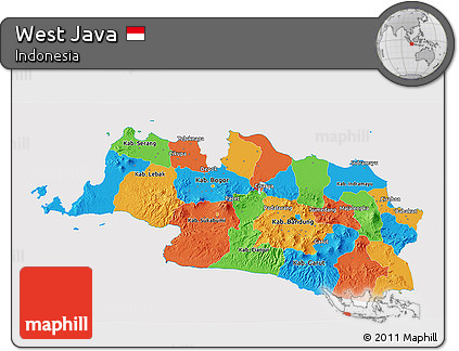 Political 3D Map of West Java, cropped outside