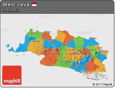 Political 3D Map of West Java, cropped outside