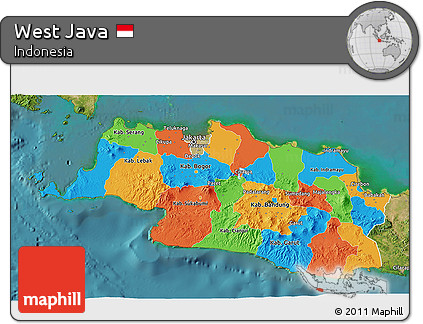 Political 3D Map of West Java, satellite outside