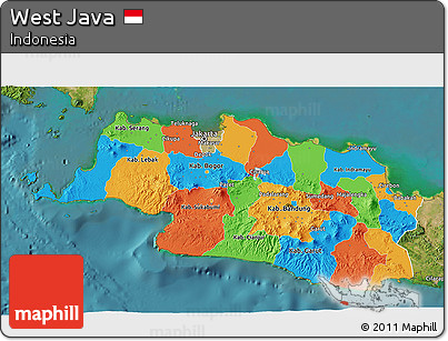 Political 3D Map of West Java, satellite outside