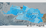 Political Shades 3D Map of West Java, darken, semi-desaturated