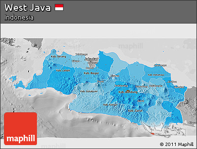 Political Shades 3D Map of West Java, desaturated