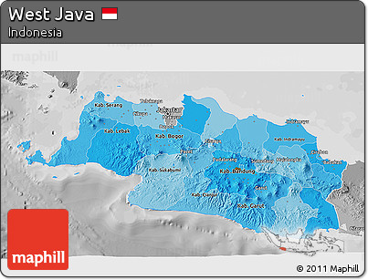 Political Shades 3D Map of West Java, desaturated