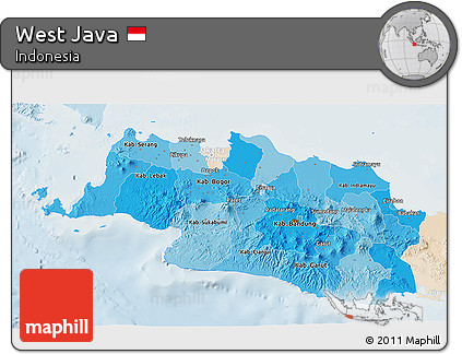 Political Shades 3D Map of West Java, lighten