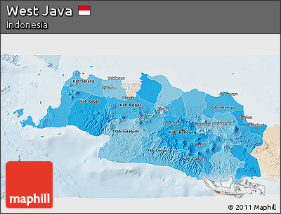 Political Shades 3D Map of West Java, lighten