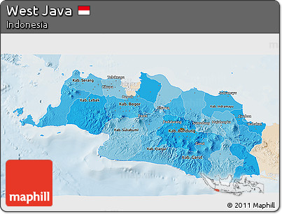 Political Shades 3D Map of West Java, lighten