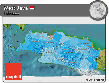 Political Shades 3D Map of West Java, satellite outside