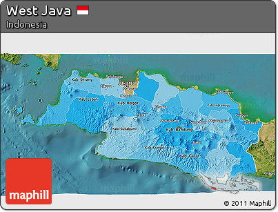 Political Shades 3D Map of West Java, satellite outside