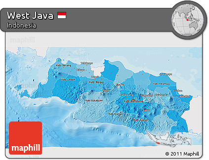 Political Shades 3D Map of West Java, single color outside