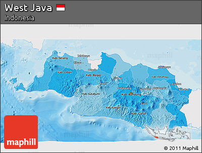 Political Shades 3D Map of West Java, single color outside