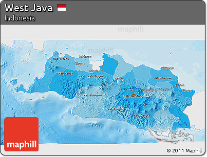 Political Shades 3D Map of West Java, single color outside