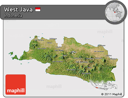Satellite 3D Map of West Java, cropped outside