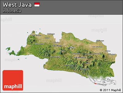 Satellite 3D Map of West Java, cropped outside