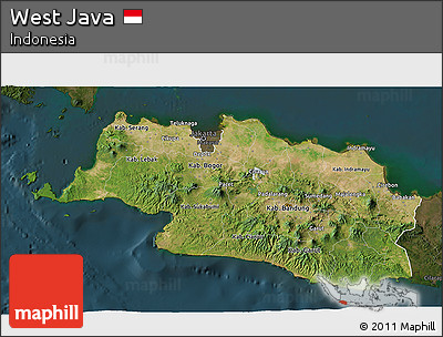 Satellite 3D Map of West Java, darken