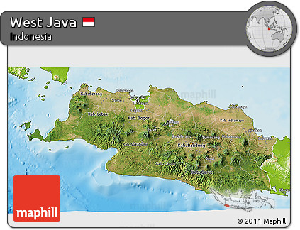 Satellite 3D Map of West Java, physical outside