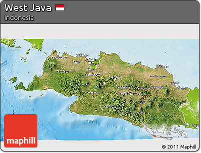 Satellite 3D Map of West Java, physical outside