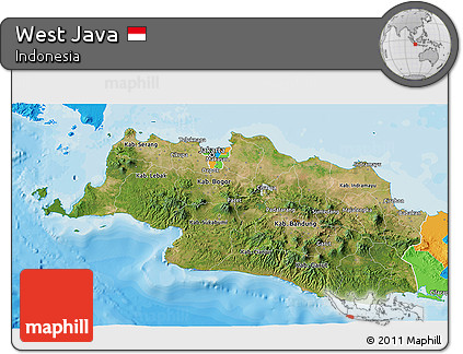 Satellite 3D Map of West Java, political outside