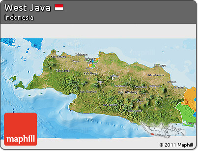 Satellite 3D Map of West Java, political outside