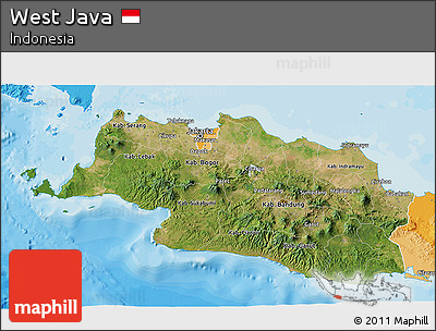Satellite 3D Map of West Java, political shades outside
