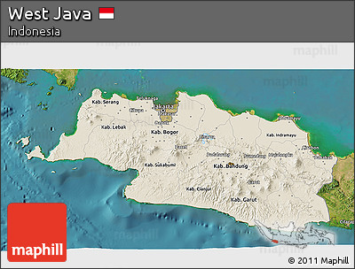 Shaded Relief 3D Map of West Java, satellite outside