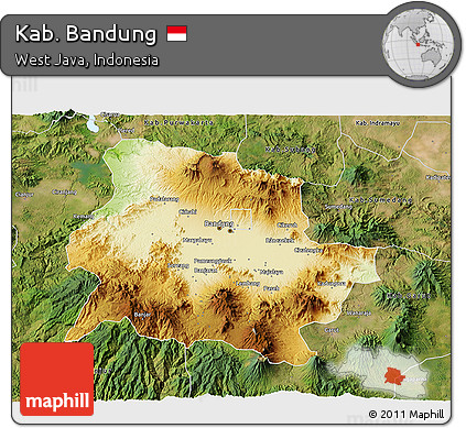 Physical 3D Map of Kab. Bandung, satellite outside
