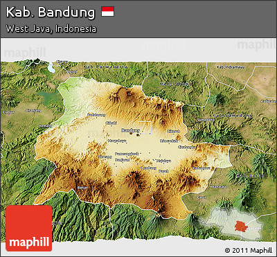 Physical 3D Map of Kab. Bandung, satellite outside