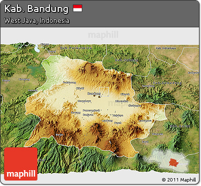 Physical 3D Map of Kab. Bandung, satellite outside