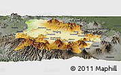 Physical Panoramic Map of Kab. Bandung, darken, semi-desaturated
